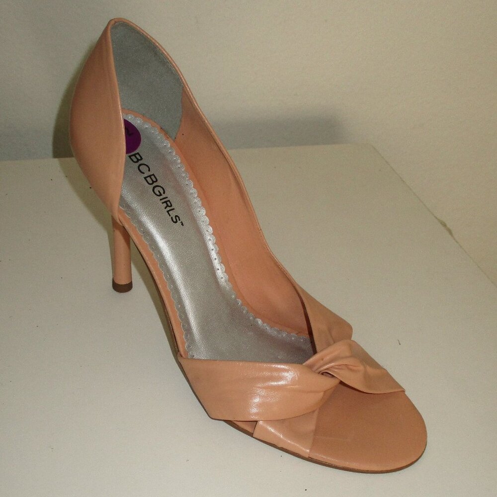 BCBGirls Womens Melon Leather Open Toe 4" Stiletto Heel - Size 8.5M or 38.5 EUR
